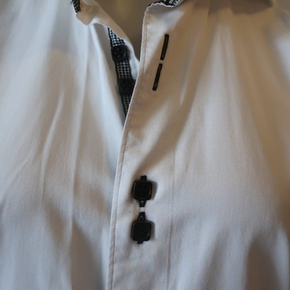 Womens Jared Lang White Black Designer Long Sleeve Button-Up Shirt S/P * - Picture 6 of 15